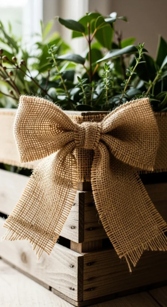 Burlap Ribbon Farmhouse Bow