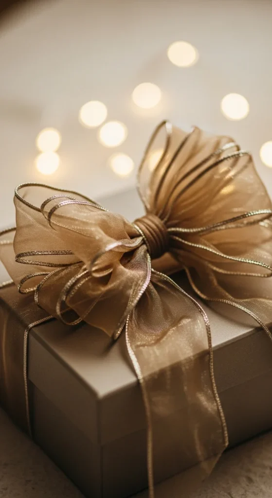 Champagne-Gold Organza Layered Bow