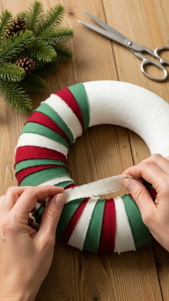 DIY Christmas Fabric Wreath
