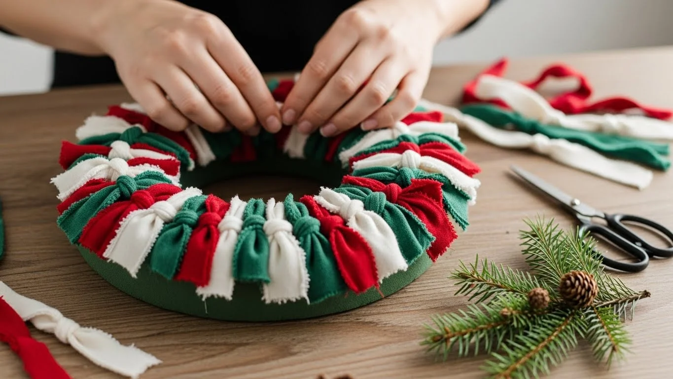 How to Make a Soft DIY Christmas Fabric Wreath From Scraps
