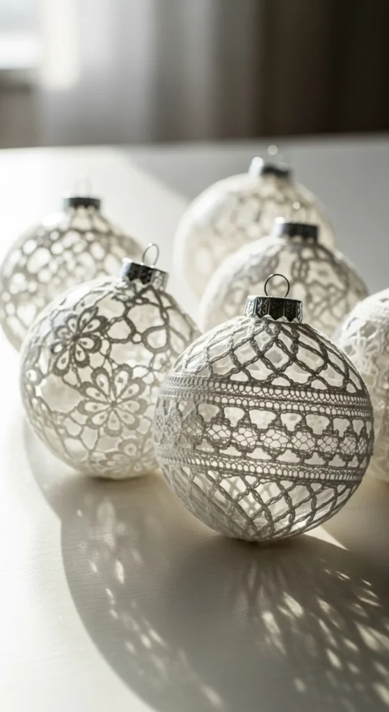 Lace-Wrapped Ornaments