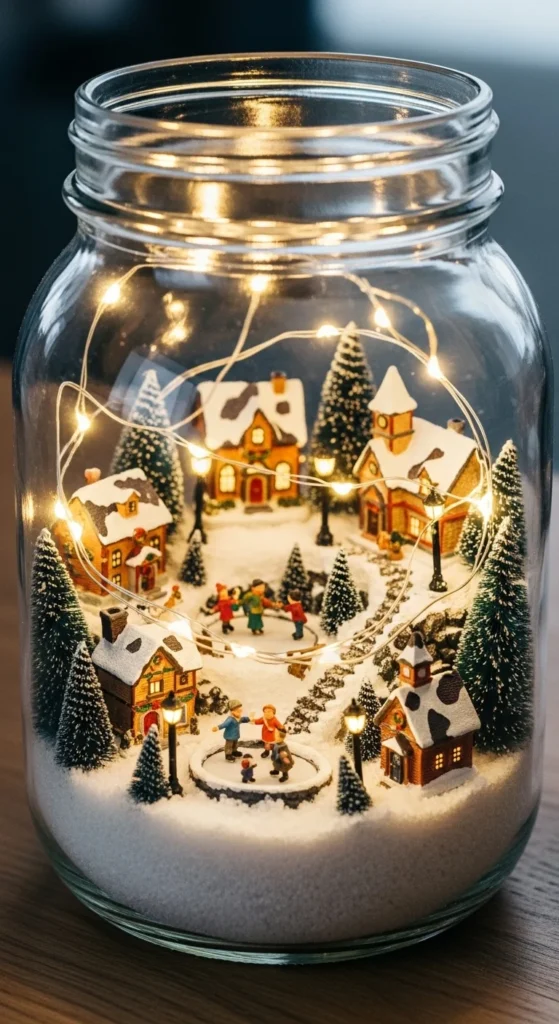 Mini Christmas Village Jar
