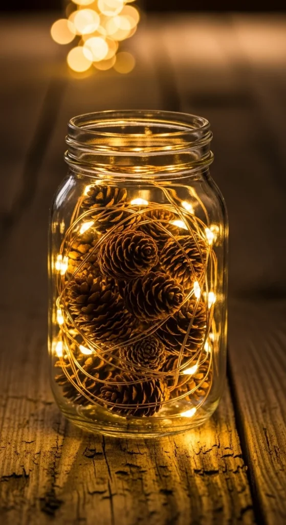 Pinecone Fill Mason Jar Lights