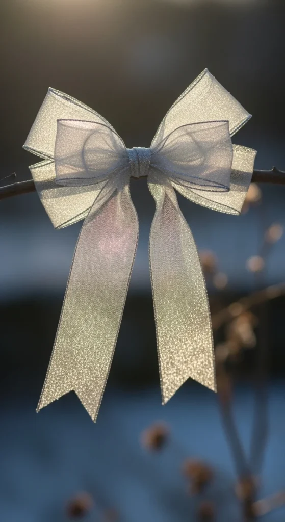 Sheer Silver Ribbon Loop Bow