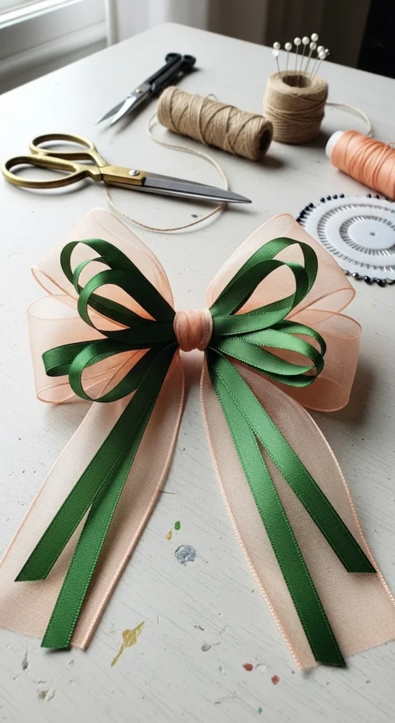 Sheer + Solid Ribbon Combo Bow
