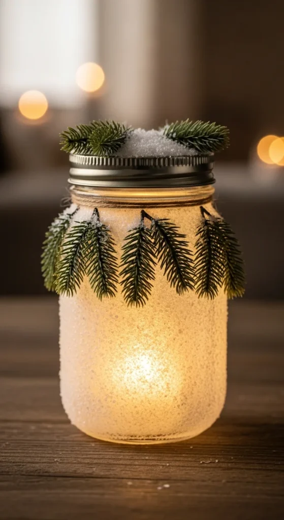 Snow-Covered Lid Mason Jar Lights