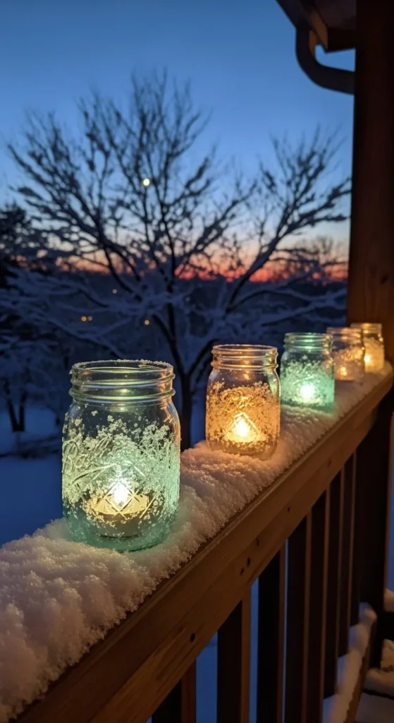 Snowy Tea Light Jars