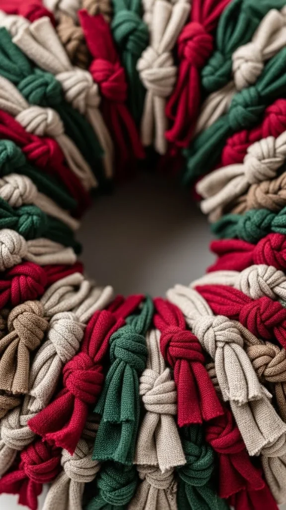 Start Tying the Strips Around the Wreath Base