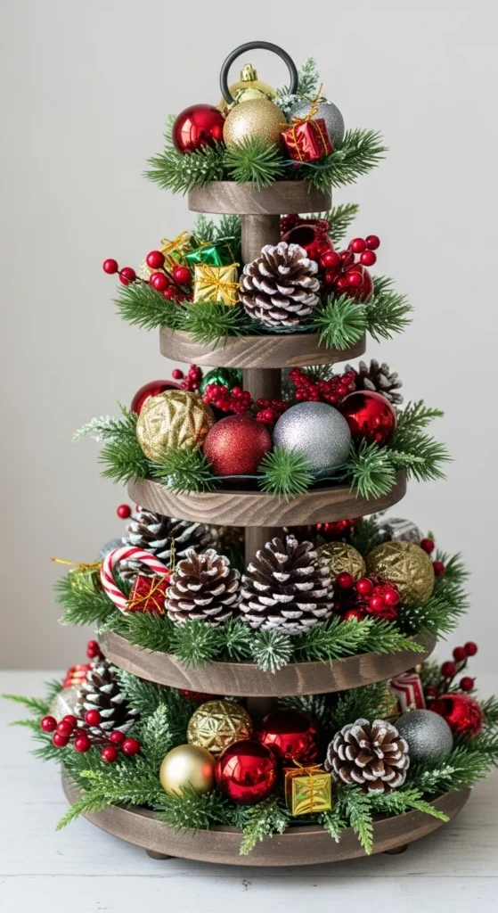 Tiered Stand With Holiday Decor