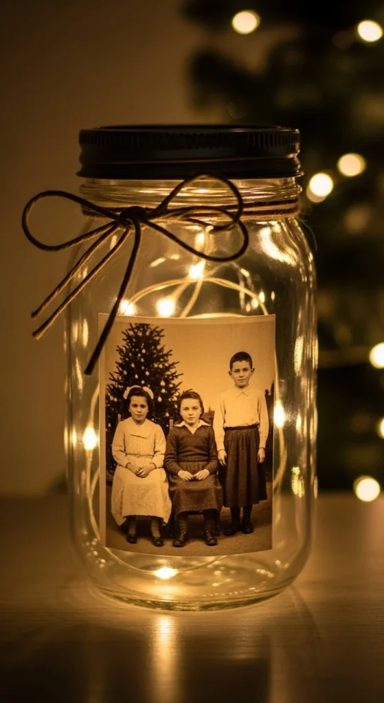 Vintage Christmas Photo Jar