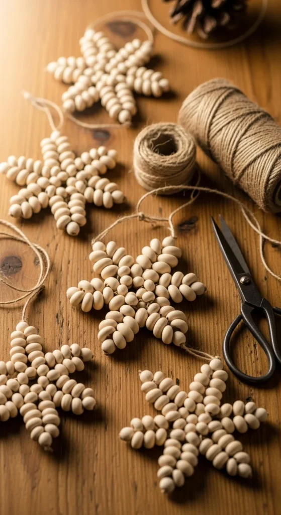 Wooden Bead Snowflakes