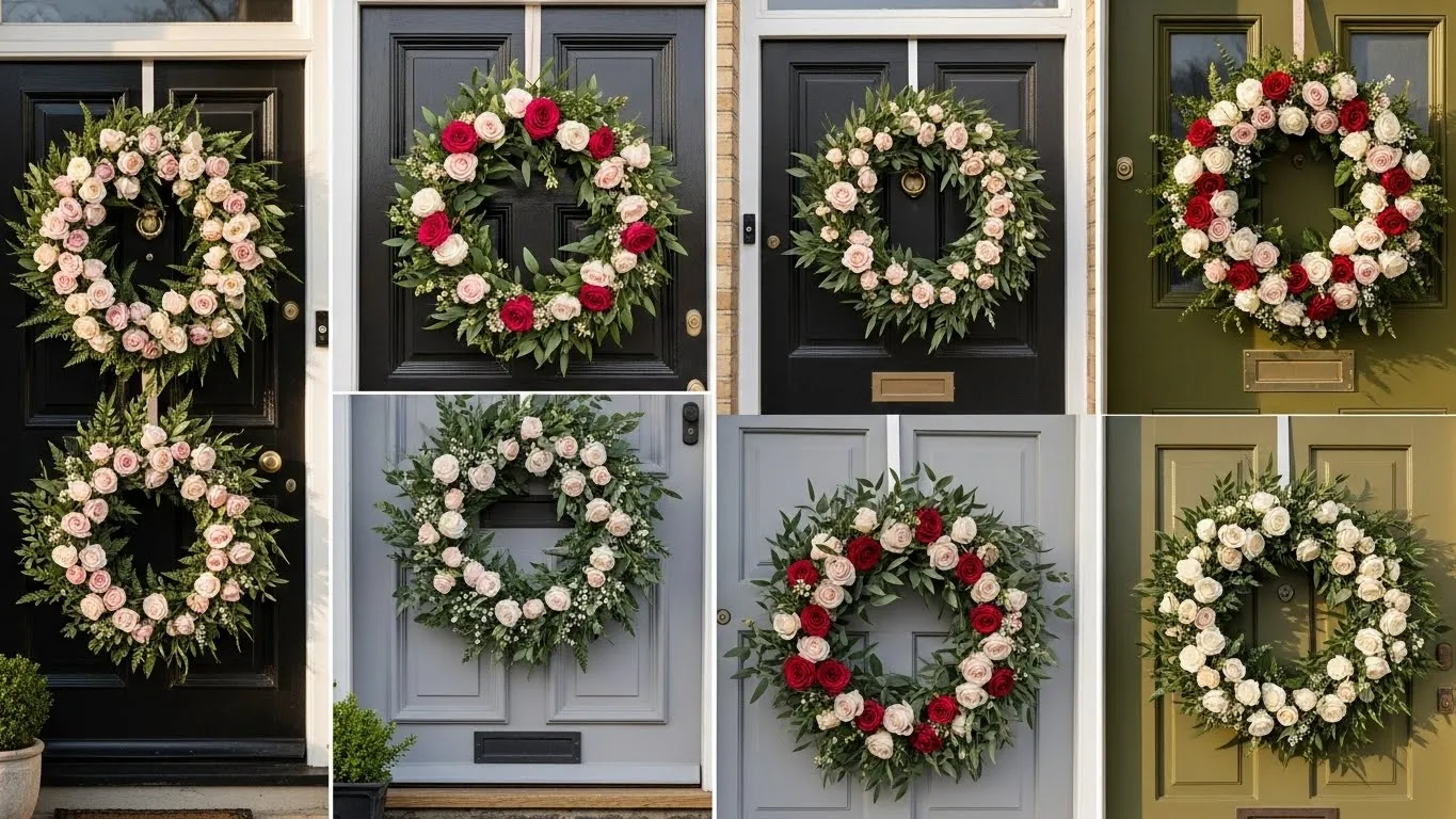 22 Beautiful Rose Wreaths That Enhance Doors