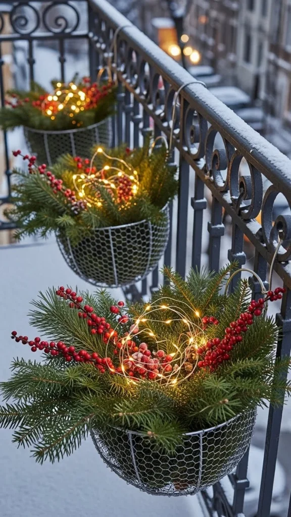 Balcony Hanging Pine Baskets