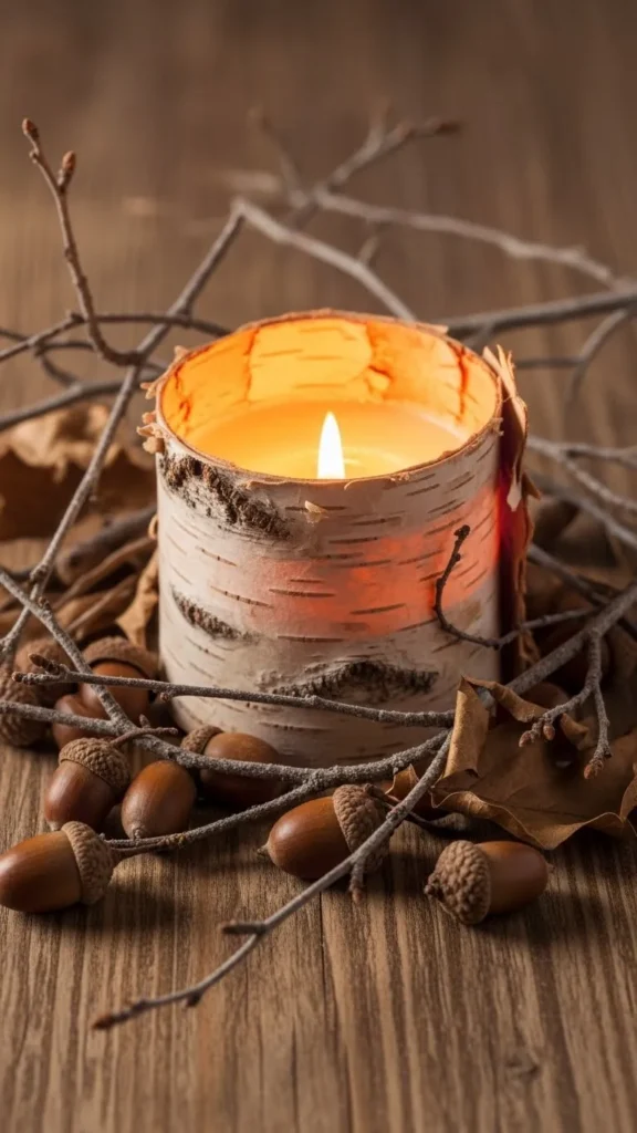 Birch Bark Wrapped Candle Holder