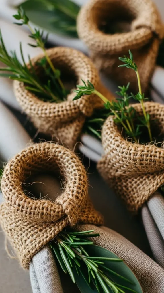 Burlap Ribbon Rings
