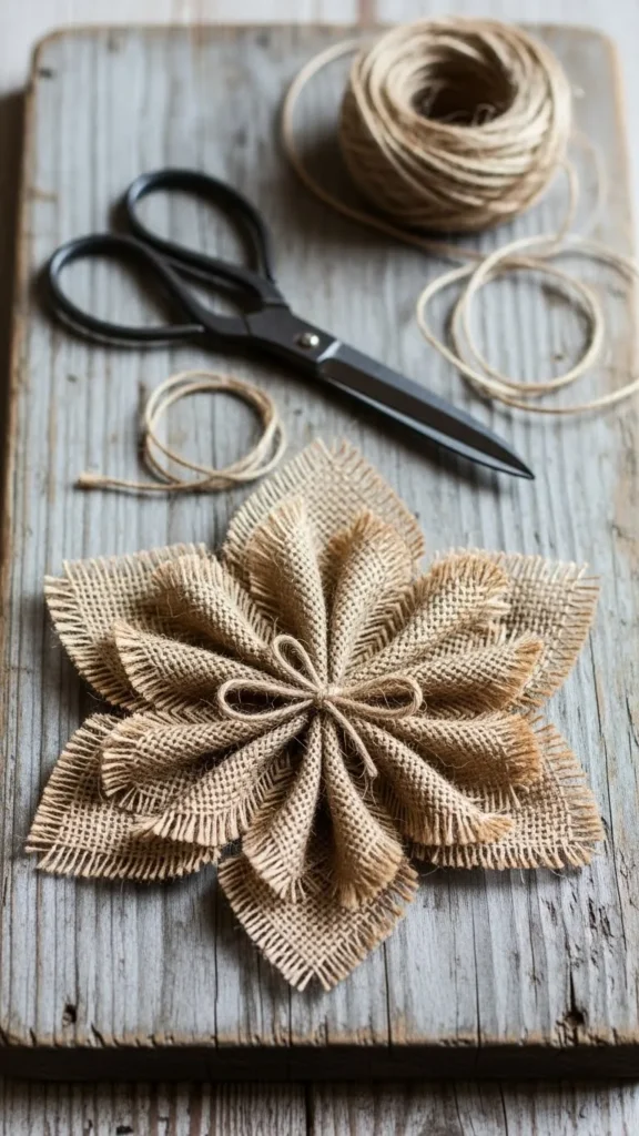 Burlap Ribbon Snowflake
