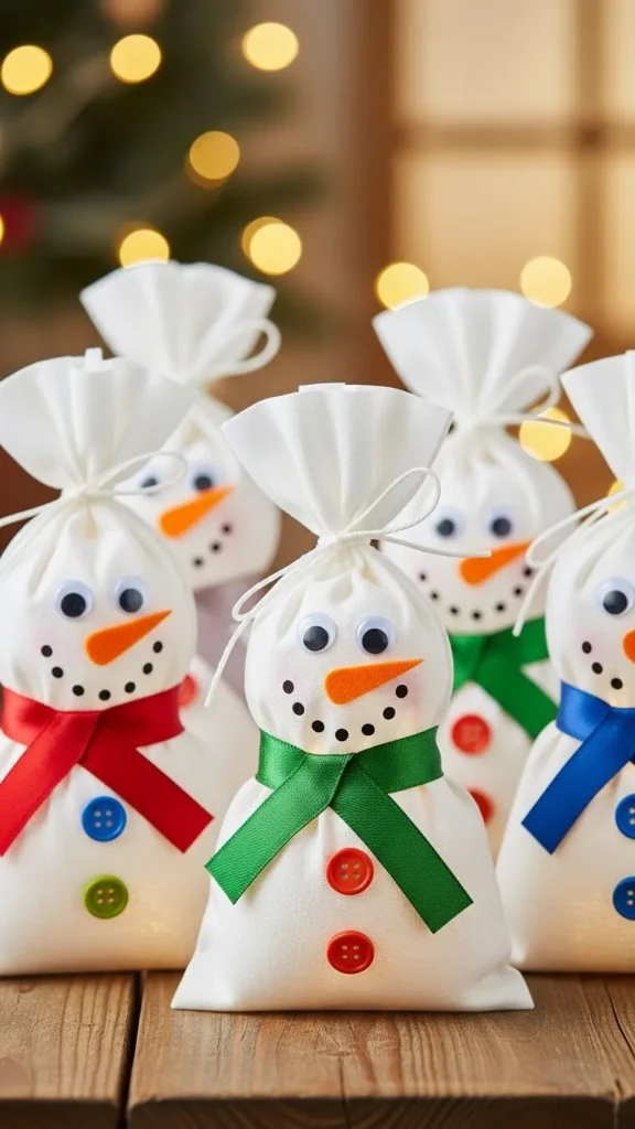 Button-Nose Snowman Sacks