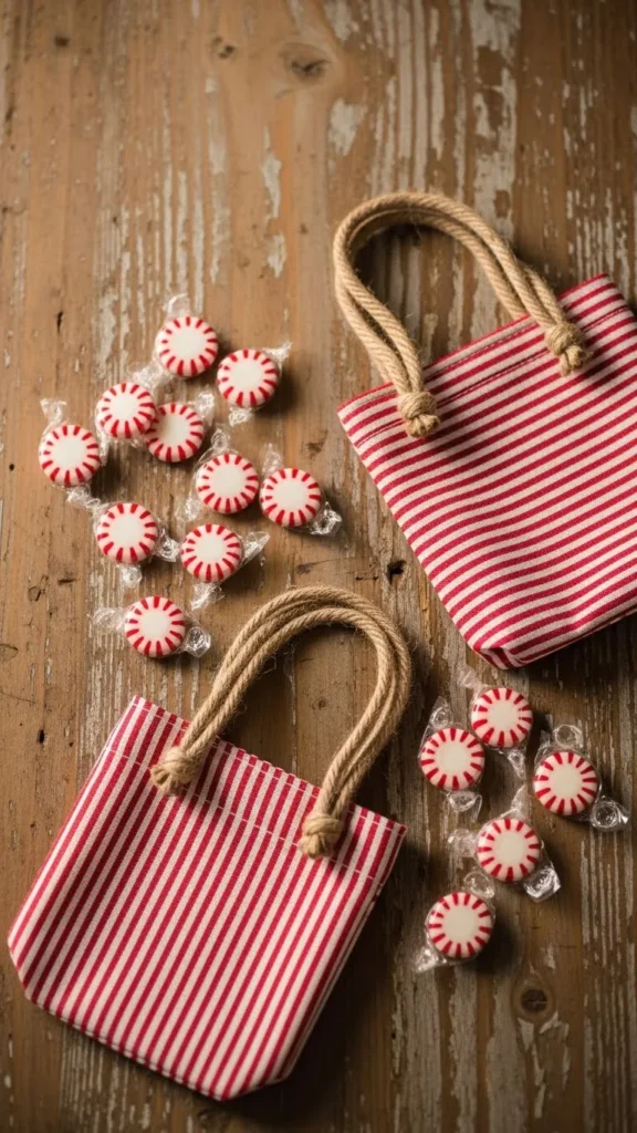 Candy Cane Stripe Mini Totes