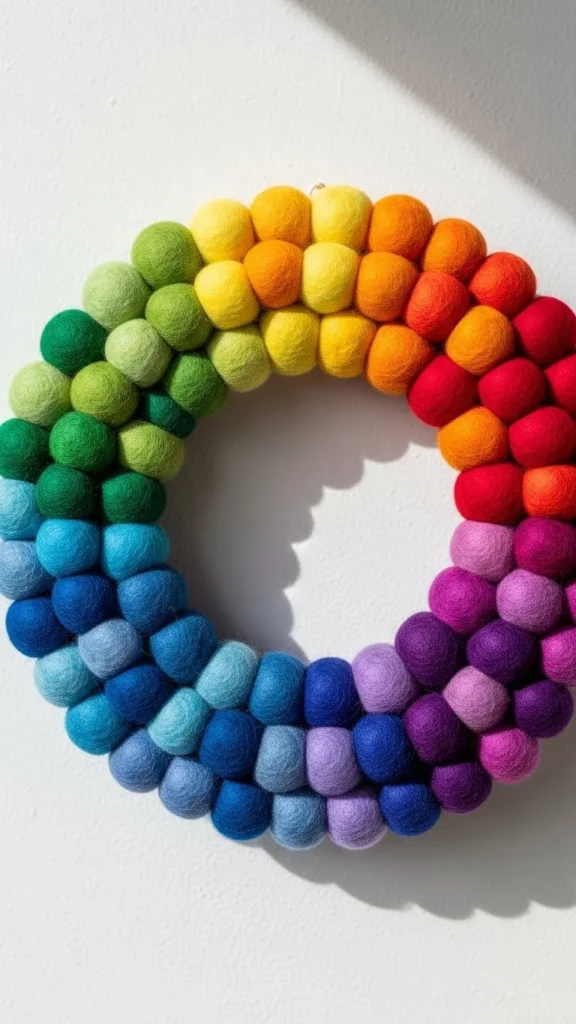 Candy-Color Felt Ball Wreath