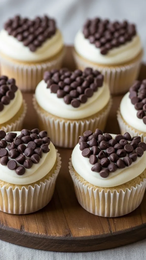 Chocolate Chip Valentine Cupcakes