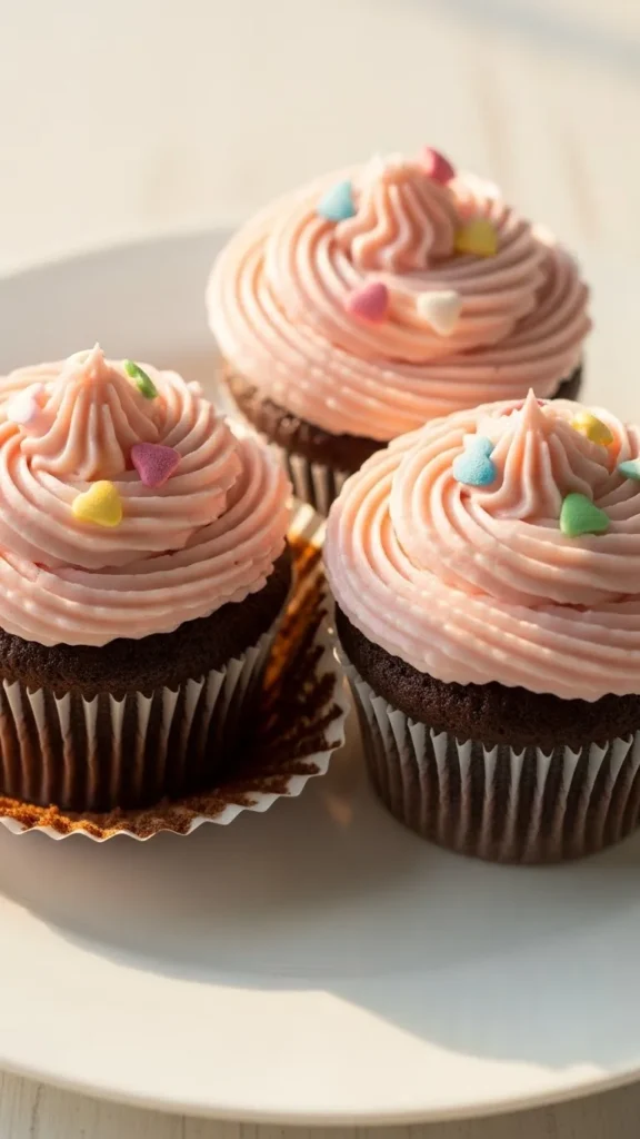 Chocolate Cupcakes With Candy Hearts