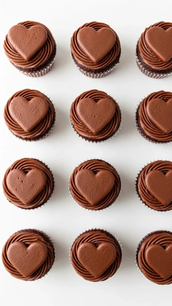 Chocolate Heart Frosting Cupcakes