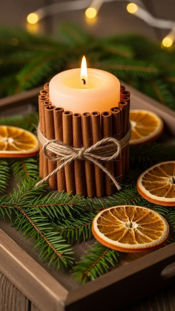 Cinnamon Stick Wrap Candle Holder