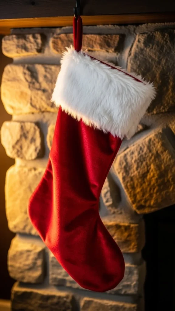 Classic Red-and-White Velvet Stocking