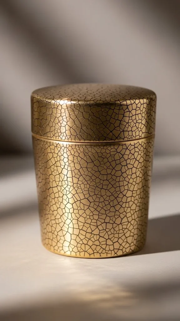 Crackle Finish Gold Jar