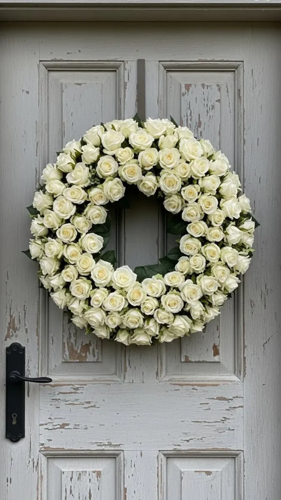 Cream Rose Farmhouse Wreath