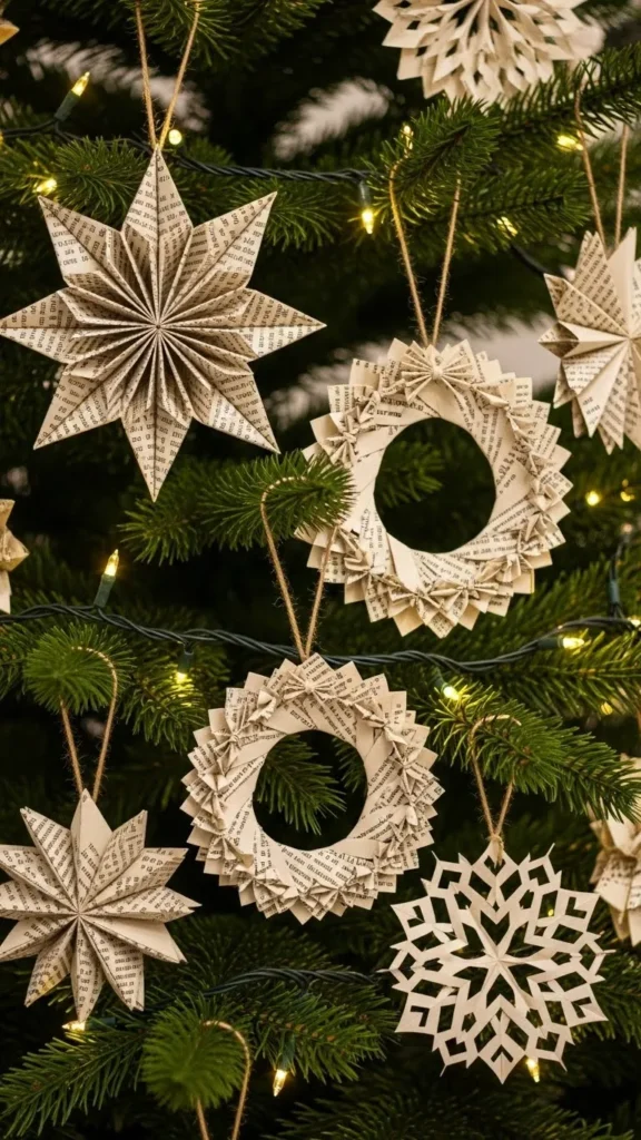 DIY Book Page Christmas Ornaments