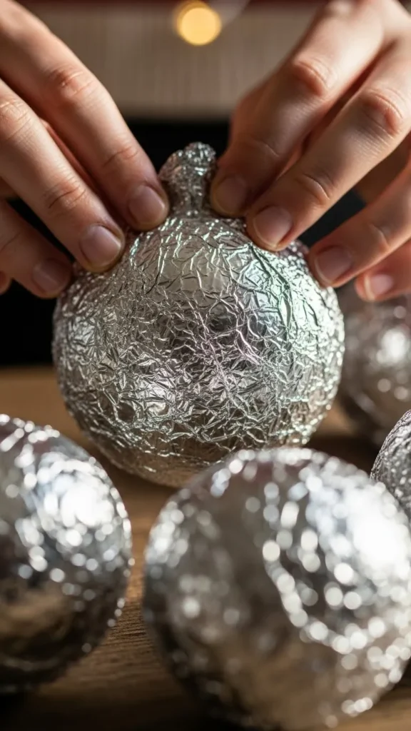 DIY Foil Christmas Ornaments (Step-by-Step)