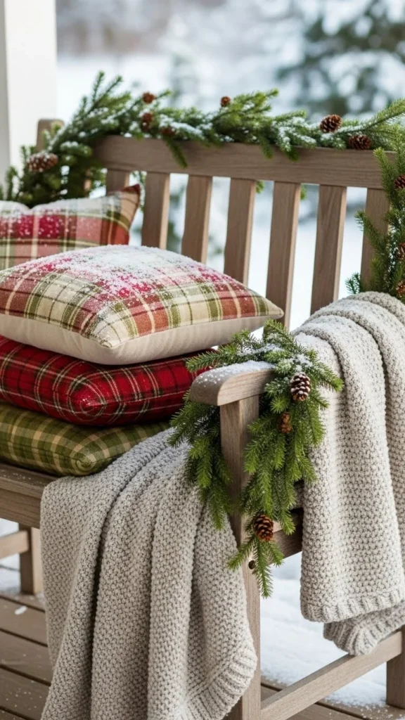 DIY Holiday Porch Bench Display