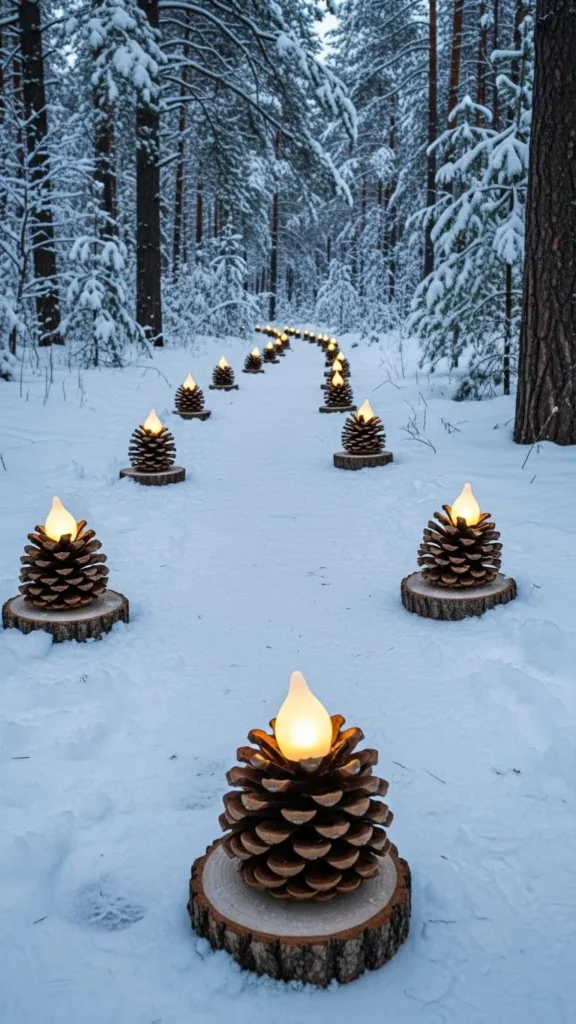 DIY Pinecone Path Markers
