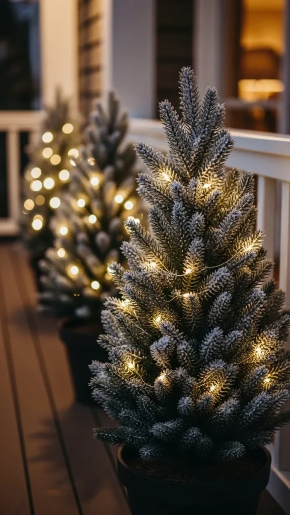 DIY Snowy Porch Trees