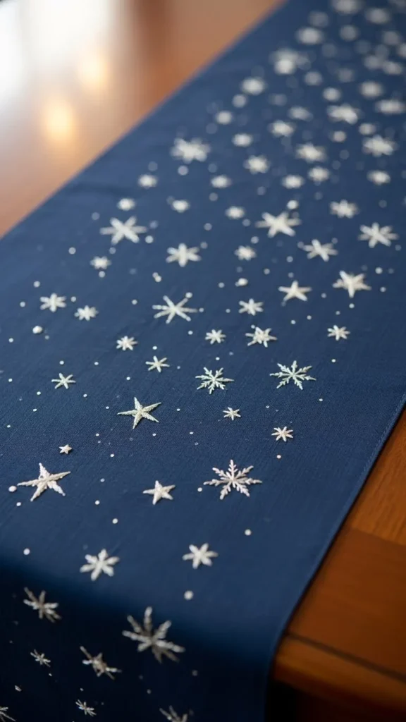 Embroidered Snowy Runner