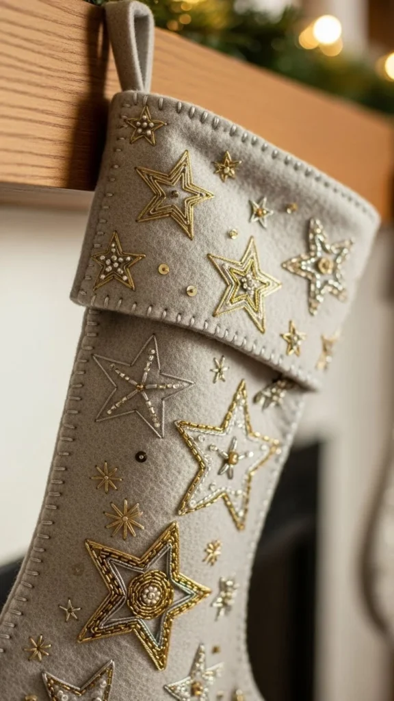 Embroidered Star Stocking