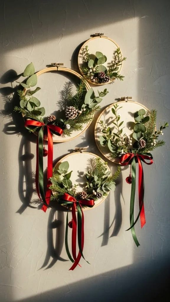 Embroidery Hoop Christmas Wreath Trio