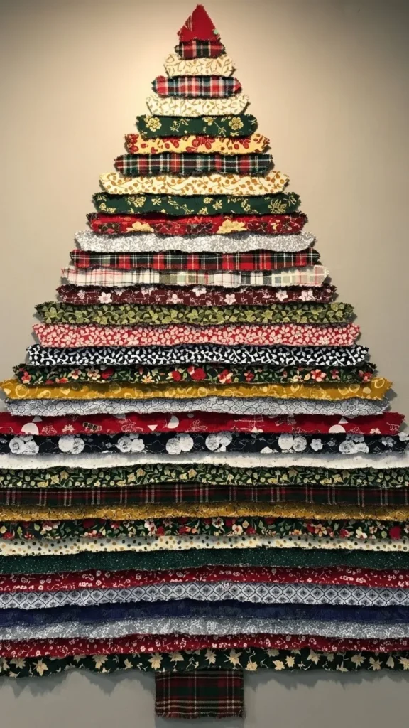 Fabric Scrap Christmas Tree Wall Piece