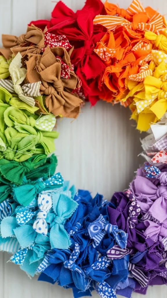 Fabric Scrap Patchwork Wreath