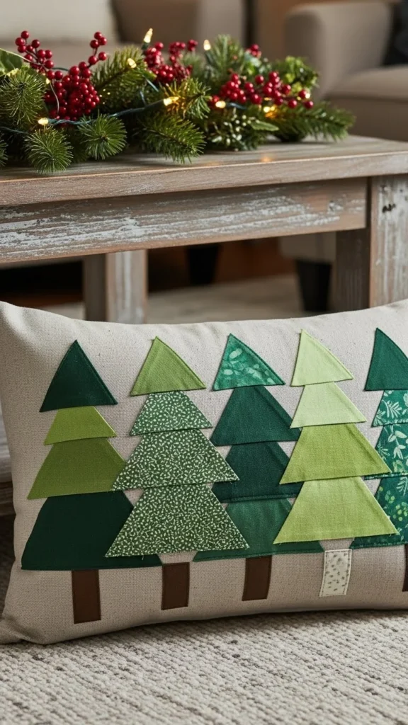 Fabric Scrap Tree Silhouette Pillow