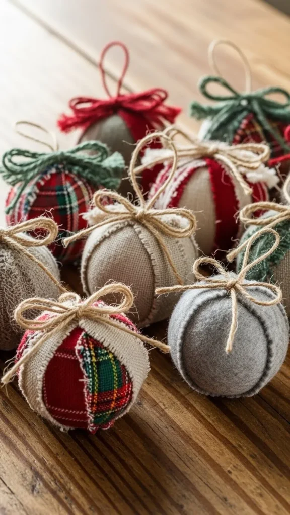 Fabric-Wrapped Mini Ornaments