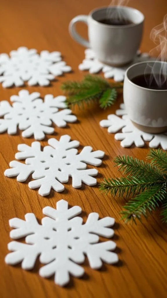 Felt Snowflake Cutout Coasters