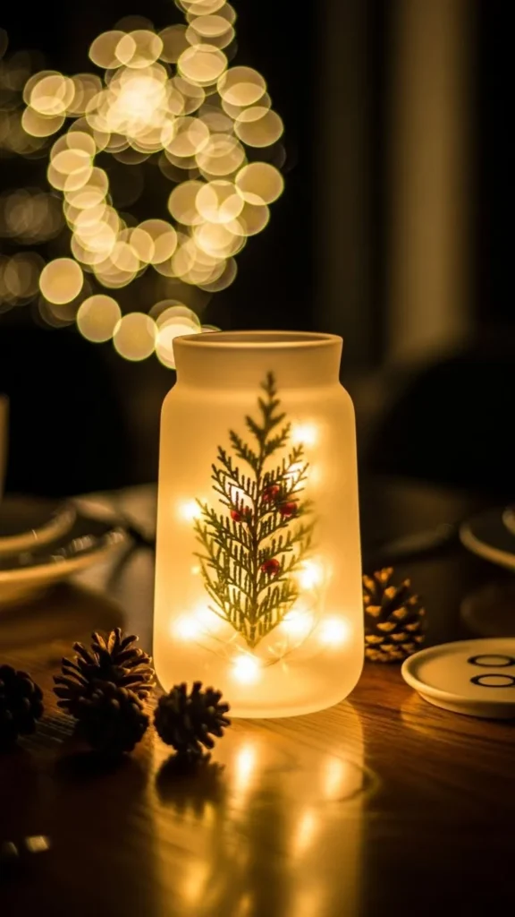 Frosted Evergreen Glow Jar