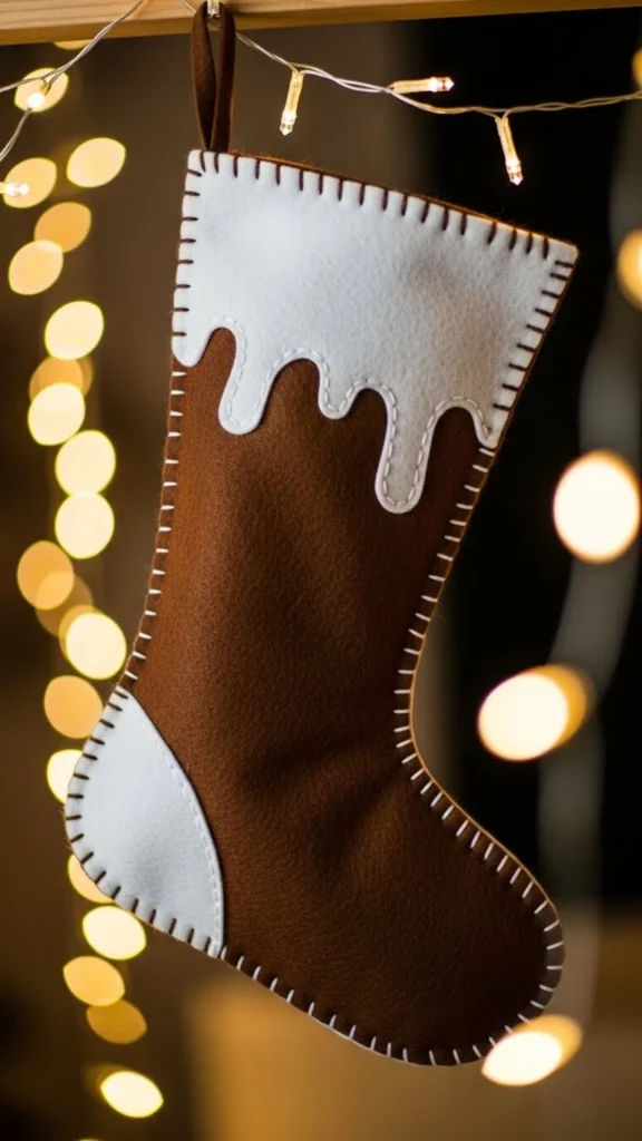 Gingerbread-Inspired Felt Stocking