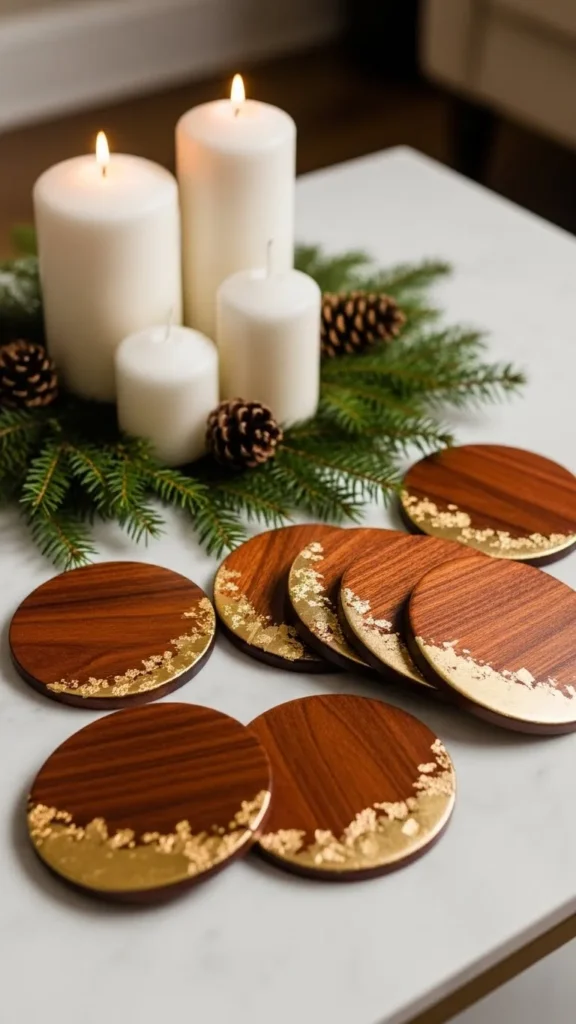  Gold Leaf Accent Coasters