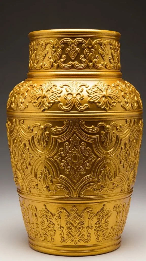 Gold Raised Pattern Jar