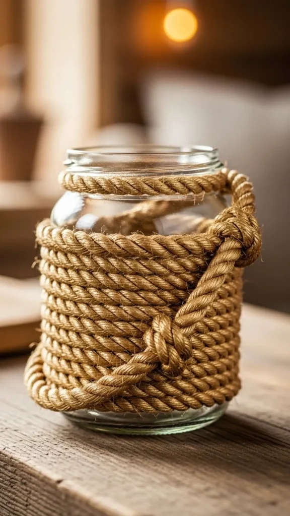 Gold Rope Wrapped Jar