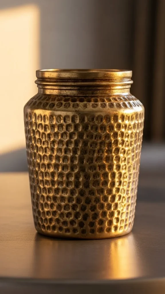 Hammered Texture Gold Jar