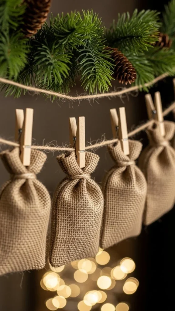 Hanging Burlap Pouch Calendar